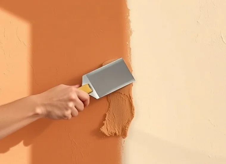 Application d'un enduit décoratif à la lisseuse sur un mur