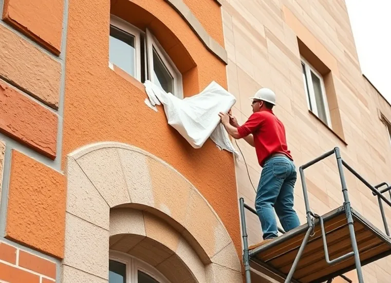 Ravalement de façade en pierre, nettoyage et application d'enduit